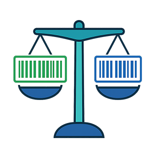 Free vs Paid Barcode Generators comparison showing different features and capabilities
