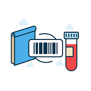 Codabar barcode example showing library and medical lab applications